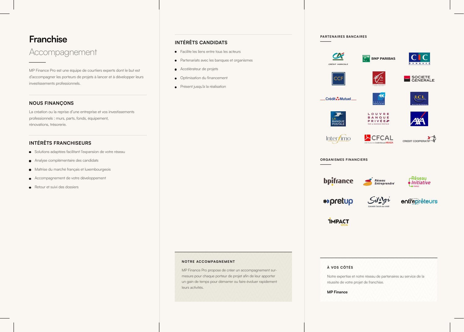 Franchise & accompagnement — Verso (intérieur)